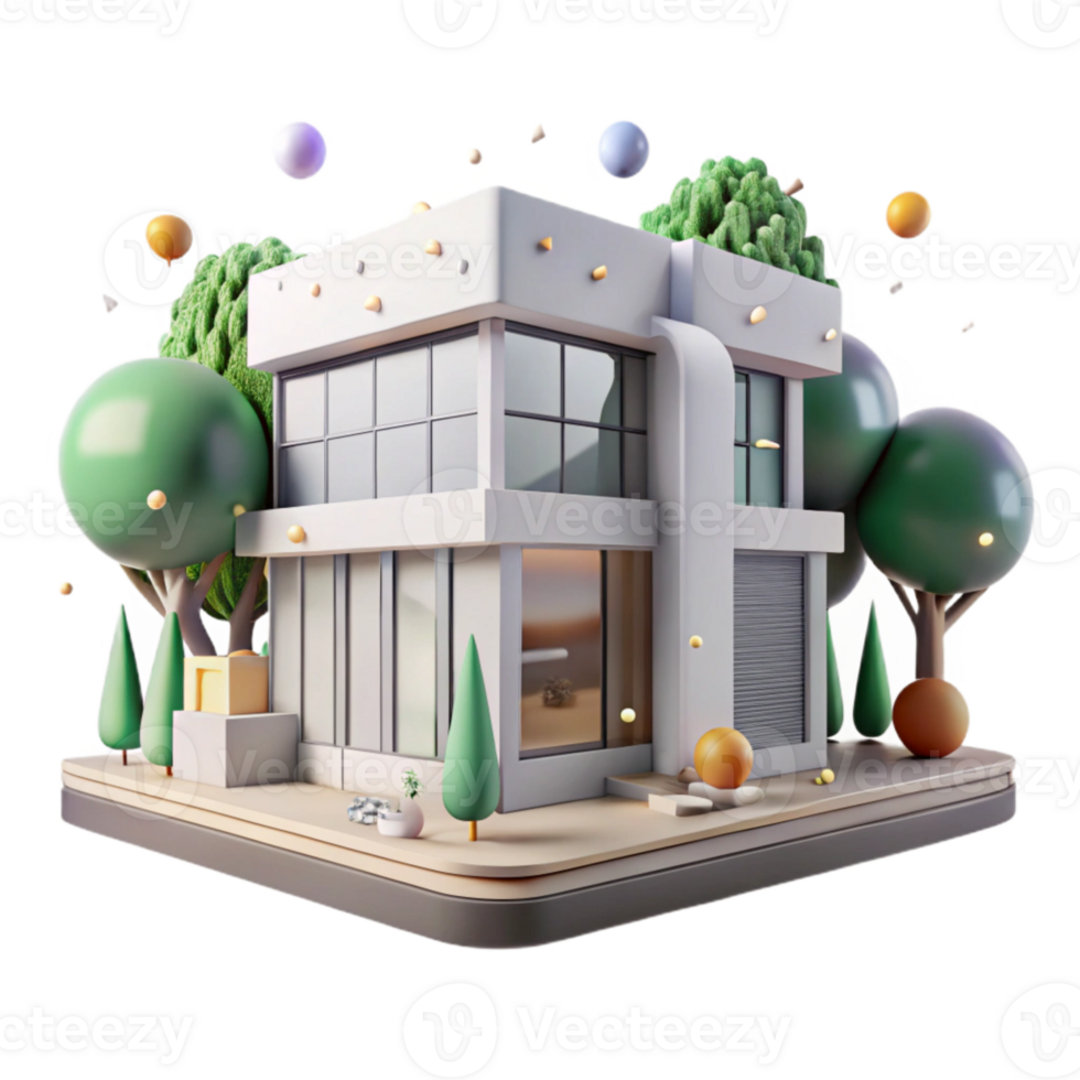 wonderful minimalist Building Facade with Trees Urban Landscape Transparent authentic png