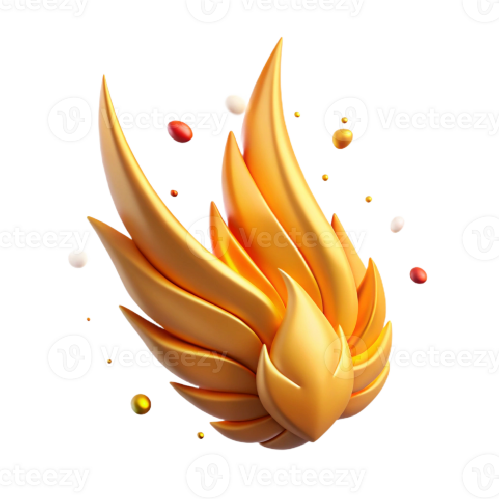 vibrant artistic Burning Phoenix Wing Isolated Game Asset png