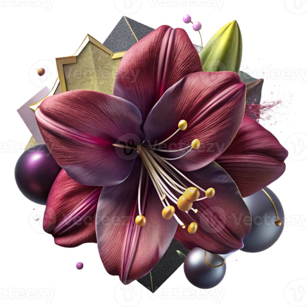 elegant abstract Burgundy Amaryllis Texture Bold Bloom Isolated high quality png
