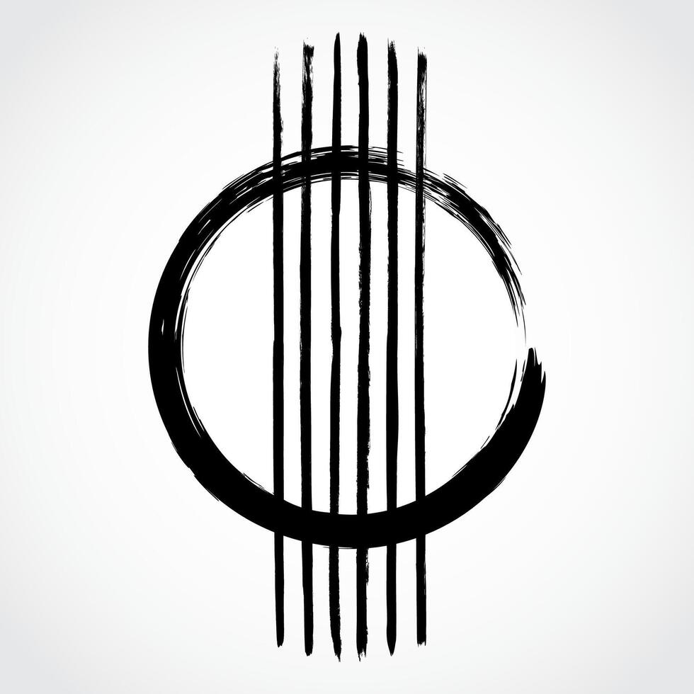 guitar soundhole black ink calligraphy paint vector