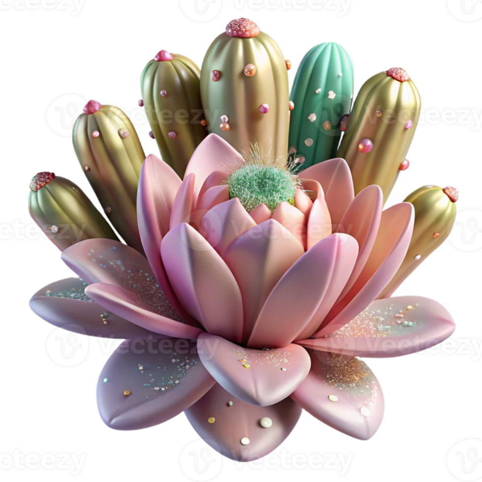 elegant creative Cactus Bloom Close Up Cutout for Desert Flower Photography high resolution png