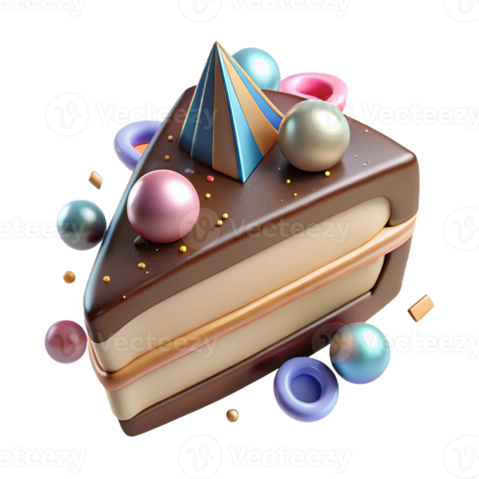 beautiful vintage Cake Slice Chocolate Icing Isolated high resolution png