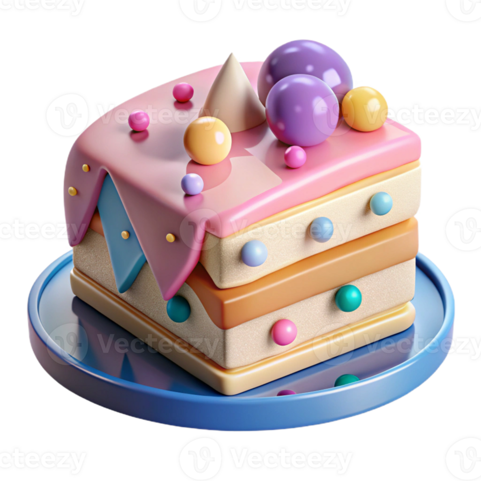 wonderful traditional Cake Slice Icing Decorated Cutout for Birthday Celebrations professional png