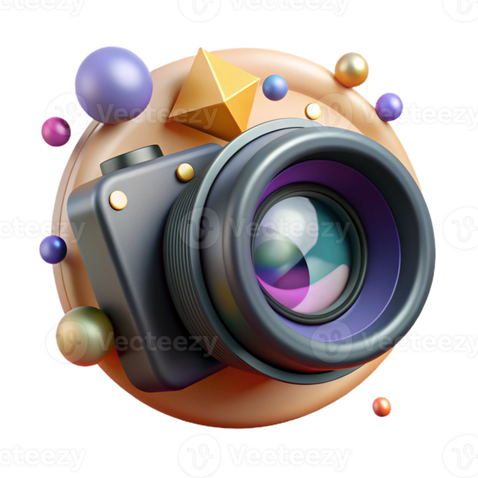 vibrant contemporary Camera Lens Isolated for Photography Equipment Icons detailed png