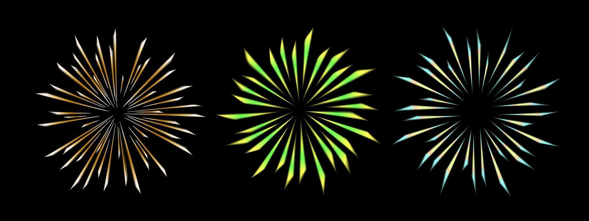 Comic rainbow lines of movement with a radial focus for effects with high energy. comic high speed rays, design for manga and anime graphics on a black background vector