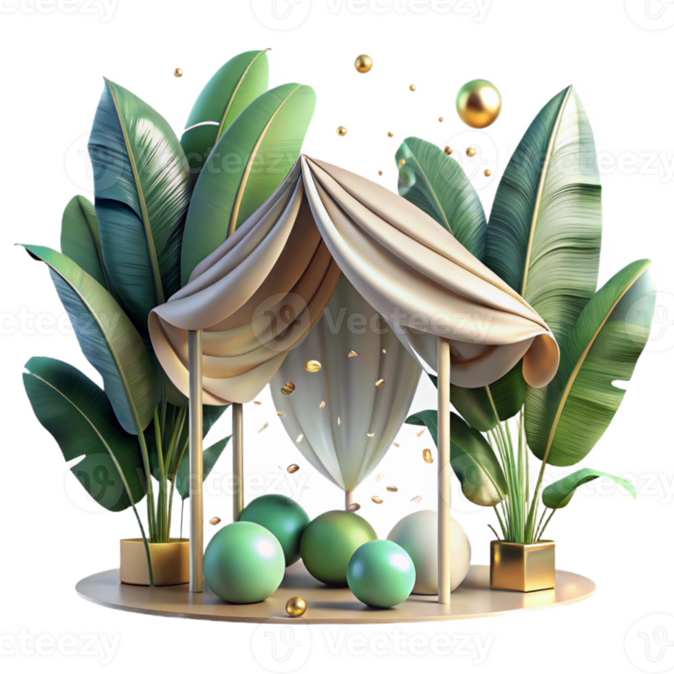 vibrant minimalist Canopy Leaves Detailed Illustration Cutout png