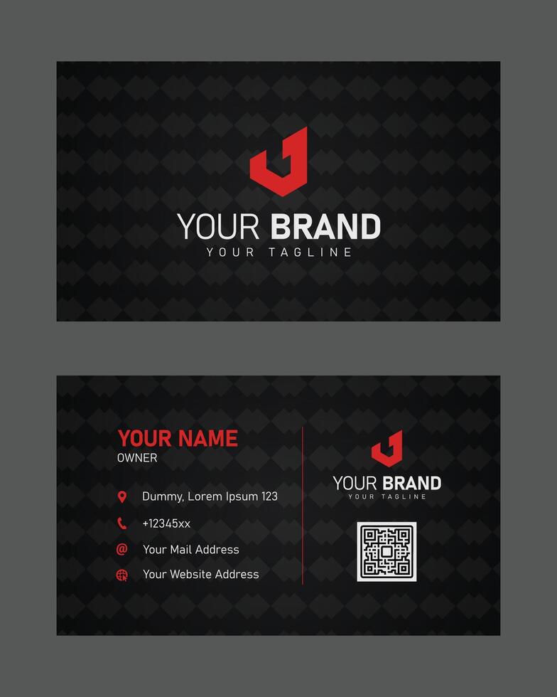 Luxury black and red gradient with abstract pattern business card template vector