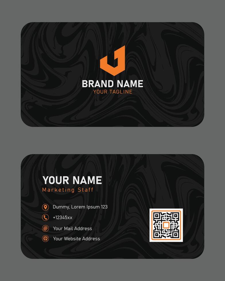 Elegant black business card and name card template design, horizontal layout vector