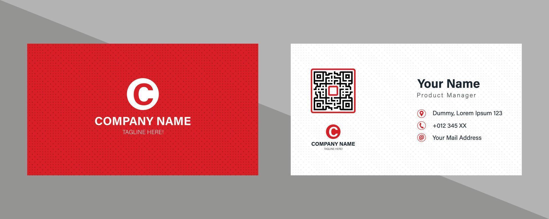 Red corporate business card and name card template with horizontal layout vector