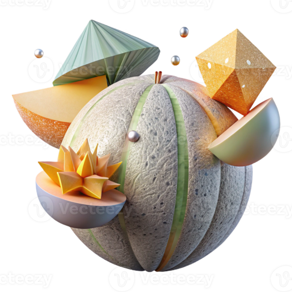 wonderful traditional Cantaloupe Melon Summer Fruit Isolated Fruit Salad high quality png
