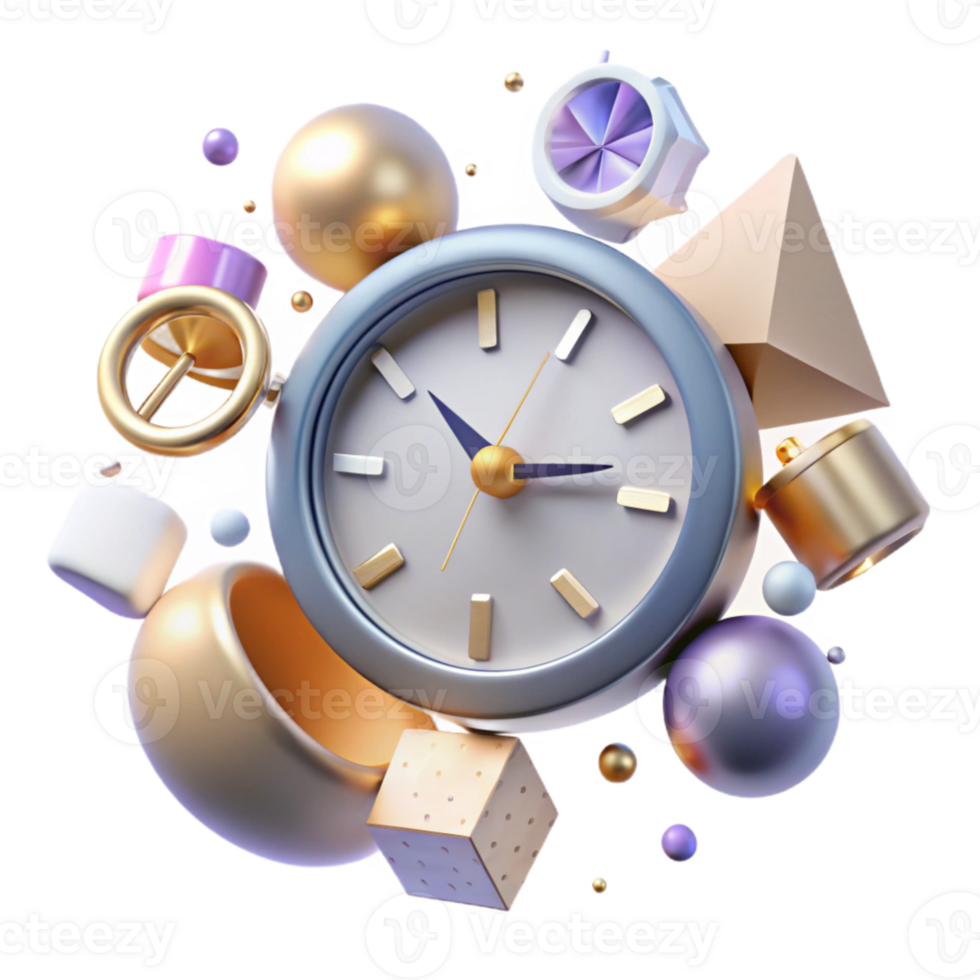 elegant artistic Clock Time Management Deadline Transparent for Project Planning premium png