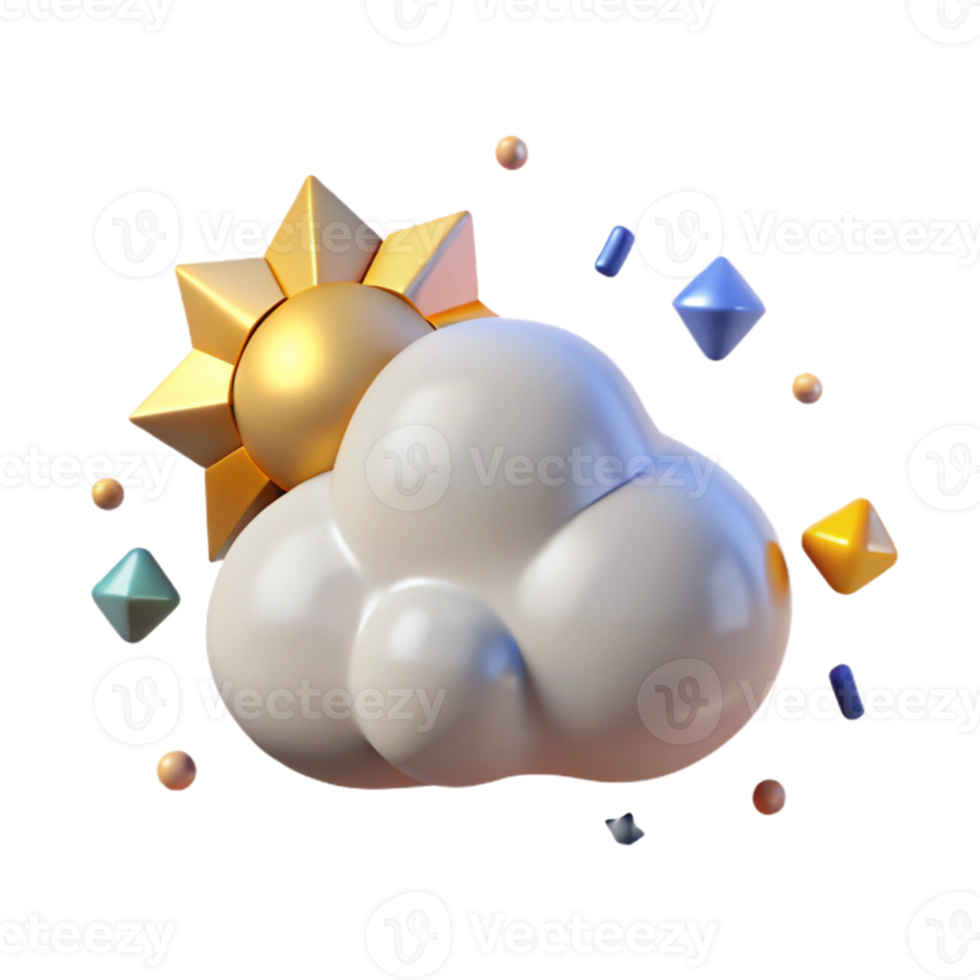 serene modern Cloud with Sun Icon Transparent for Partly Cloudy Days professional png
