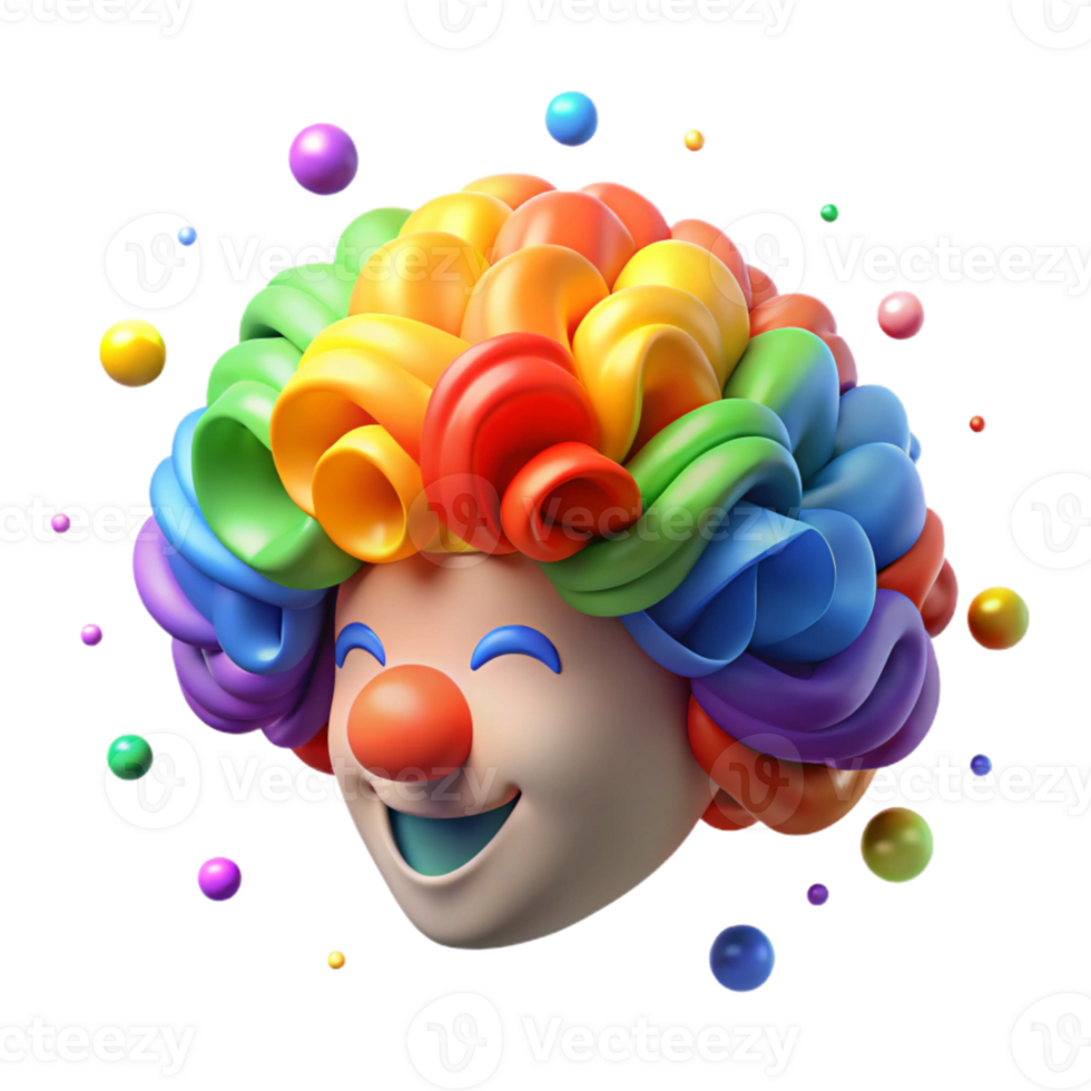 impressive vintage Clown Wig Rainbow Colorful Cutout high quality png