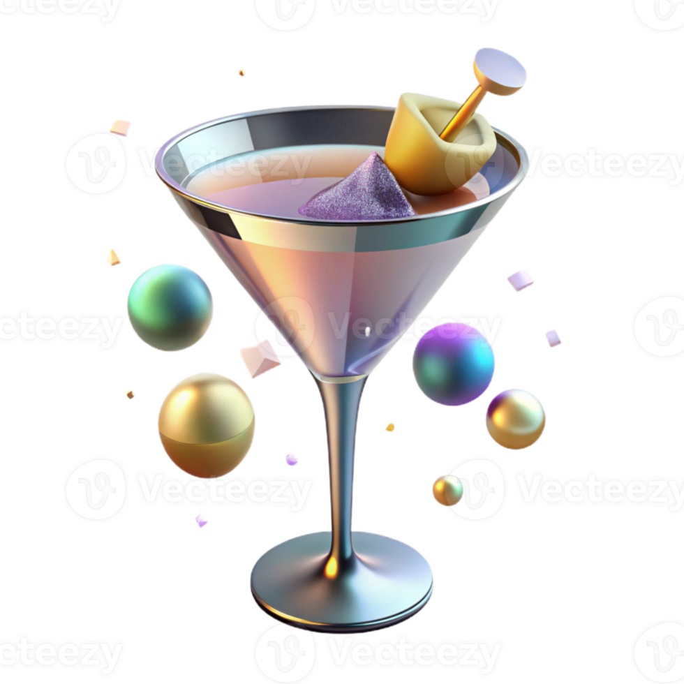 vibrant rustic Cocktail Glass Martini Glassware Transparent Background for Bar Design exclusive png