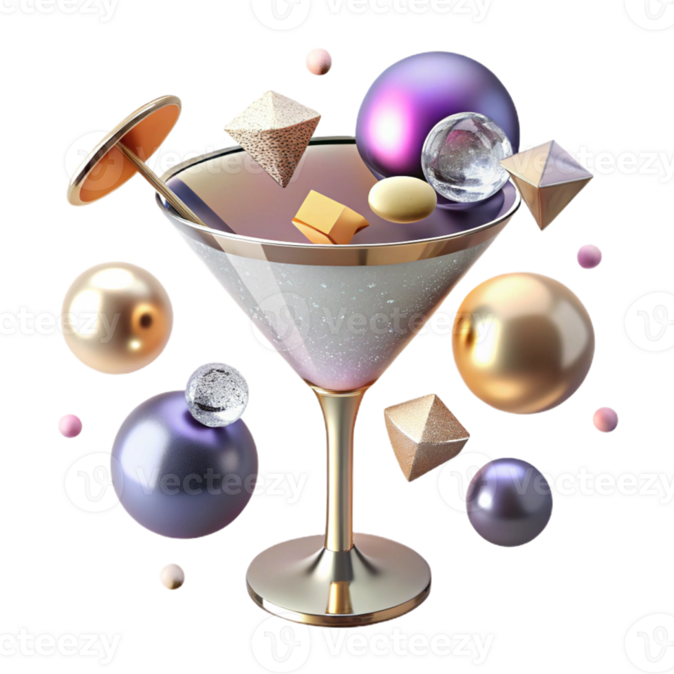 vibrant vintage Cocktail Glass Martini Glassware Transparent Background for Bar Design high quality png