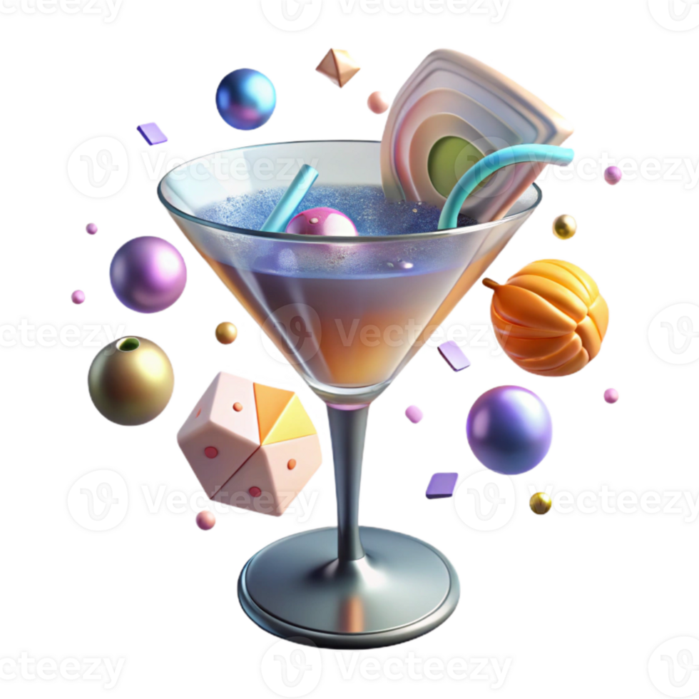 dramatic rustic Cocktail Glass with Garnish Transparent for Bar Menus high quality png
