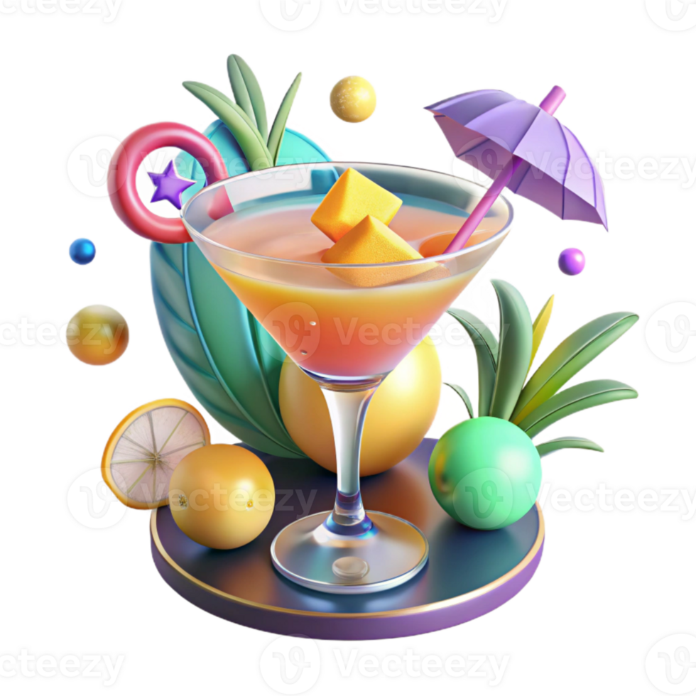 beautiful minimalist Cocktail Glass Tropical Drink Cutout for Summer Menus exclusive png