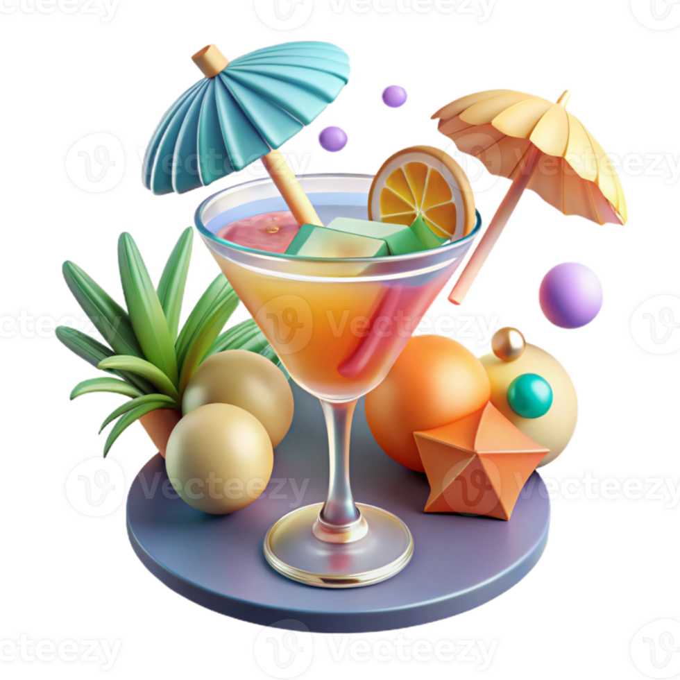 magnificent creative Cocktail Glass Tropical Drink Cutout for Summer Menus detailed png
