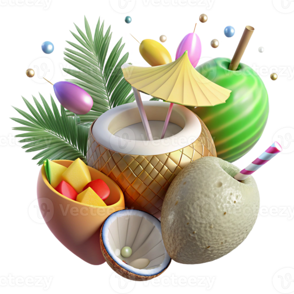 dramatic modern Coconut Tropical Fruit Transparent Pina Colada original png