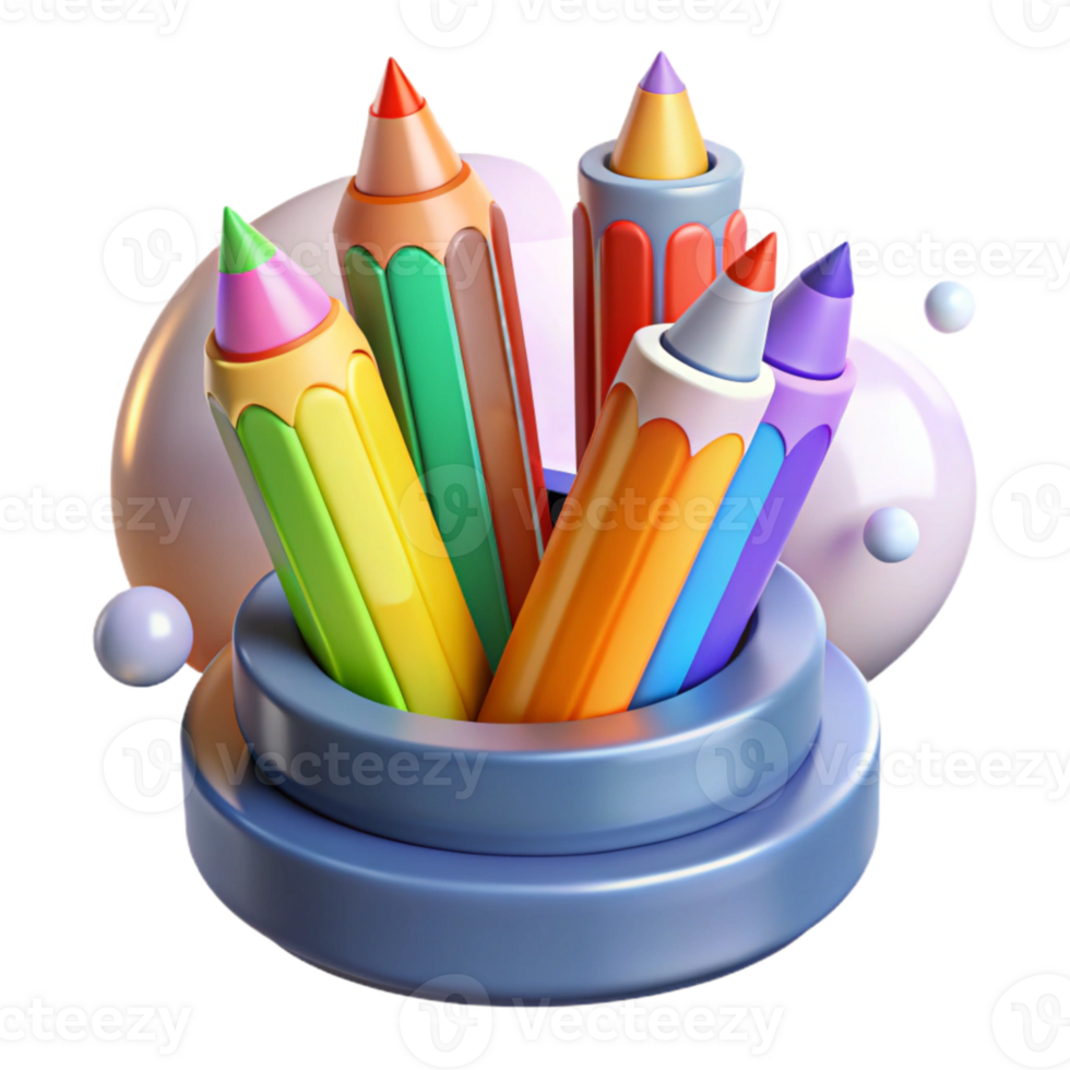 serene artistic Colored Pencils in Rainbow Colors Drawing Tools Set Cutout for Art Projects original png