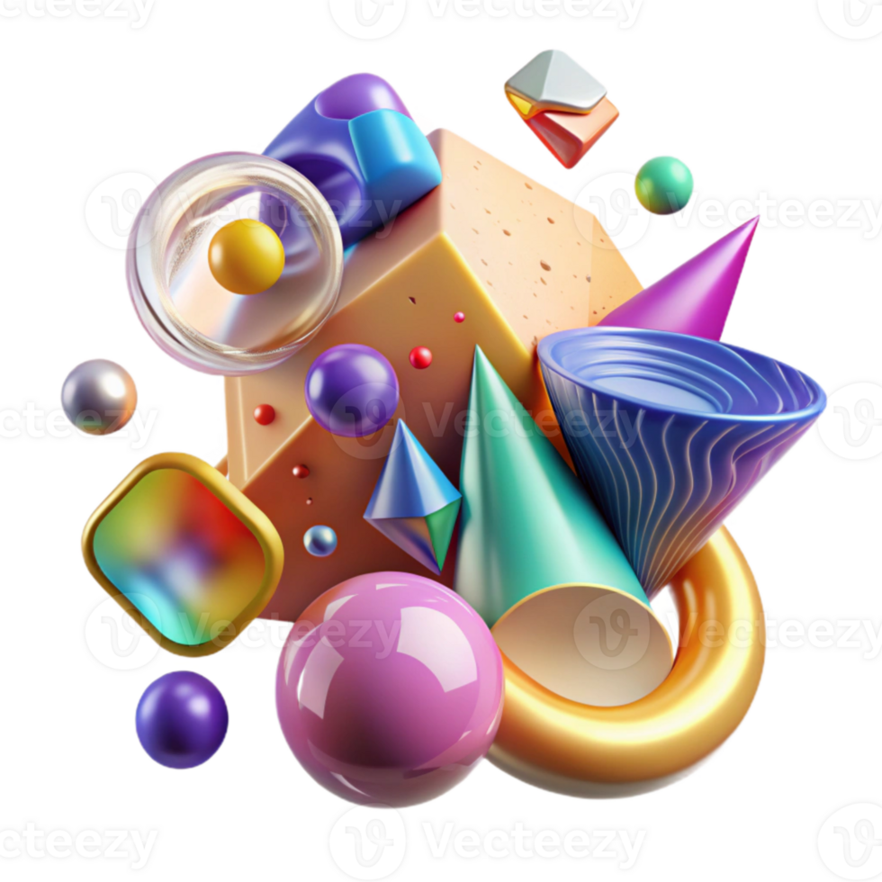 elegant minimalist Colorful Abstract Shapes Transparent Background for Modern Design high resolution png