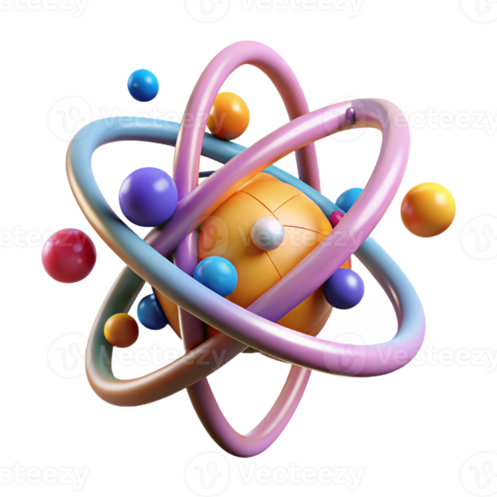 wonderful creative Colorful Atom Model Structure Isolated for Science Illustrations original png