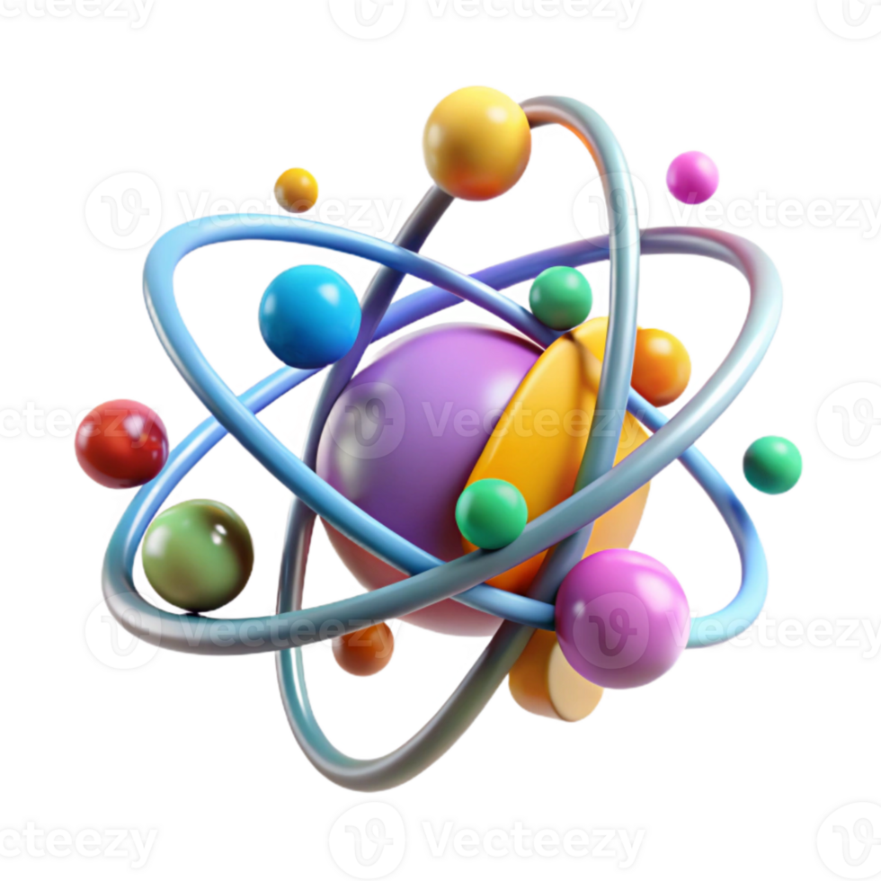 beautiful creative Colorful Atom Model Structure Isolated for Science Illustrations high quality png