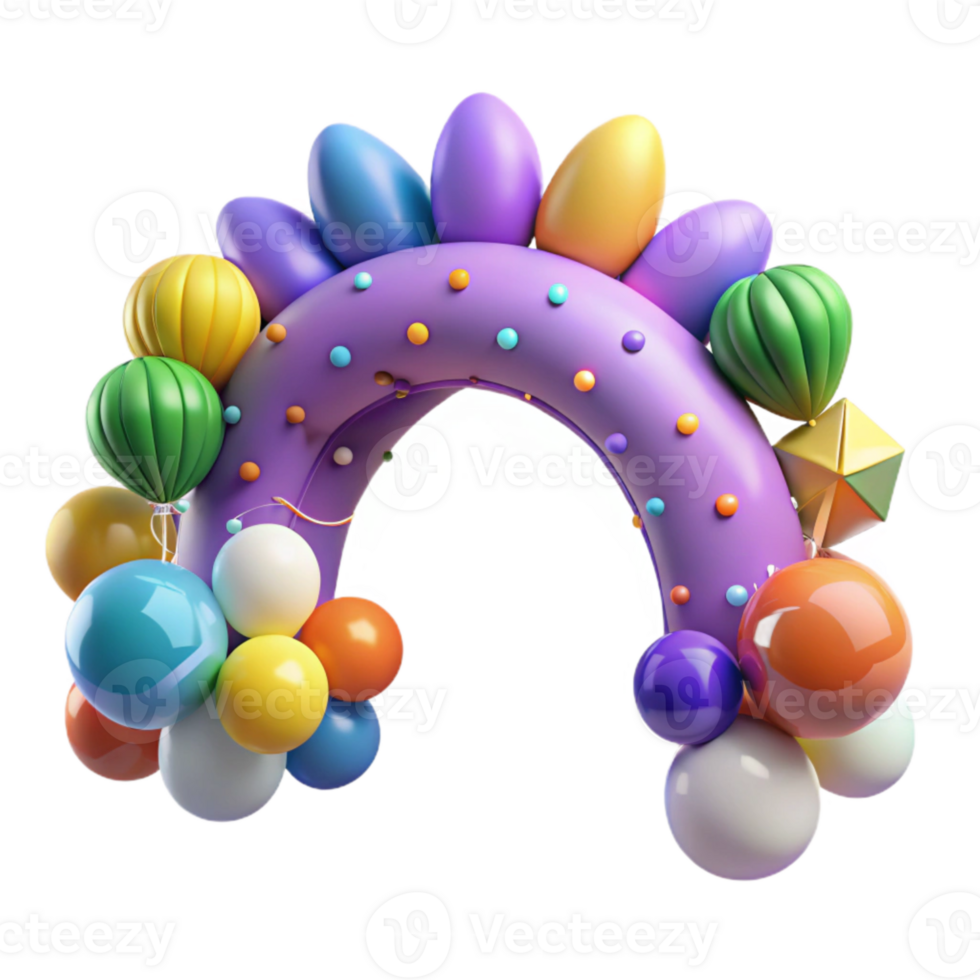 dramatic rustic Colorful Balloons Arch Birthday Decoration Transparent high quality png