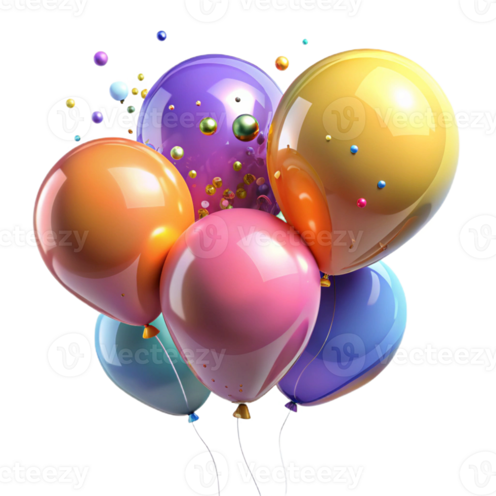 beautiful abstract Colorful Balloons Floating Transparent for Party Backdrops png