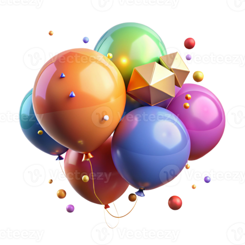 dramatic classic Colorful Balloons Perspective View Isolated for 3d Effect high resolution png