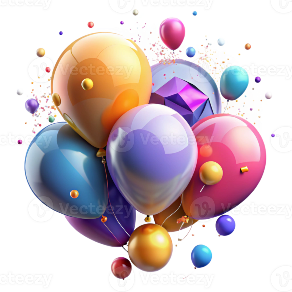beautiful modern Colorful Balloons Floating Transparent for Party Backdrops genuine png