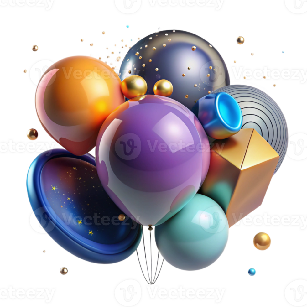 stunning rustic Colorful Balloons Gradient Shading Isolated for Modern Art genuine png