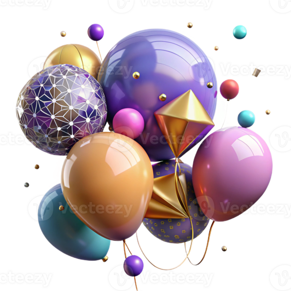wonderful contemporary Colorful Balloons Perspective View Isolated for 3d Effect png