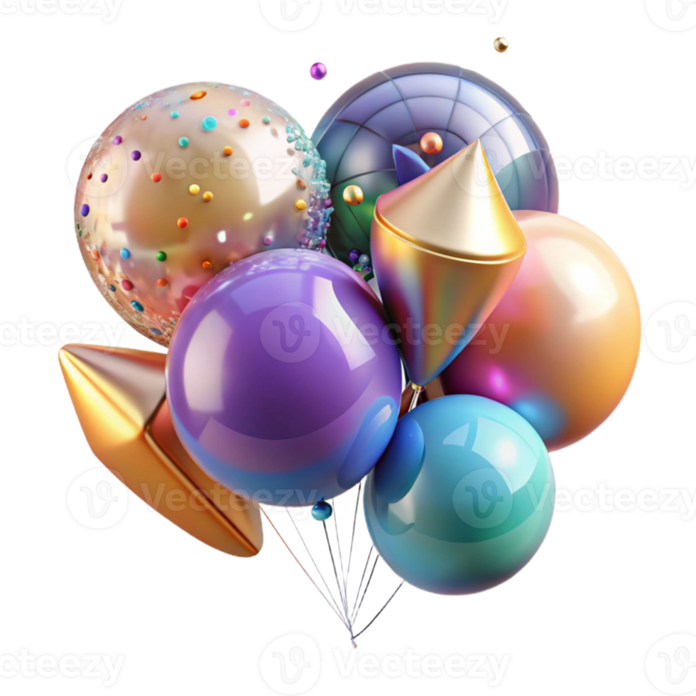 vibrant classic Colorful Balloons Transparent for Anniversary Party Graphics high resolution png