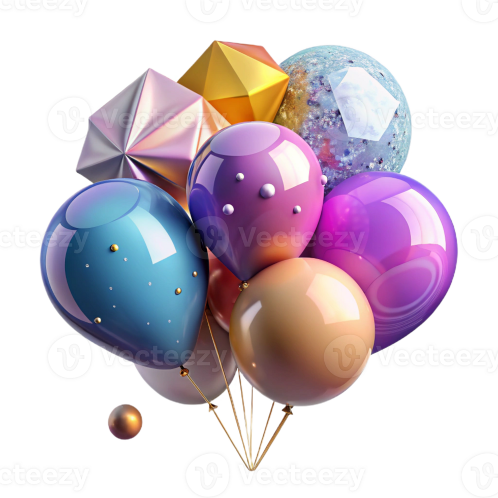 serene minimalist Colorful Balloons Transparent Background for Invitations professional png