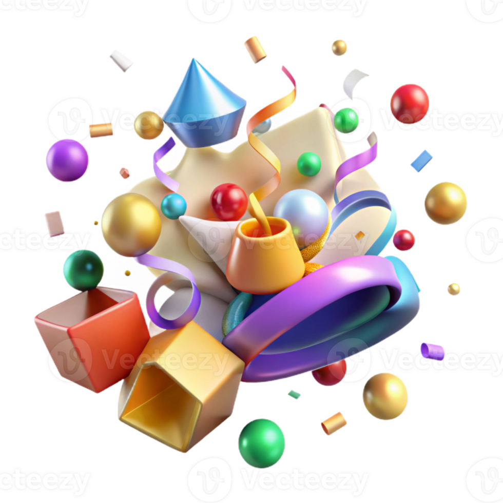 magnificent vintage Colorful Confetti and Streamers Explosion Transparent for Celebrations high quality png