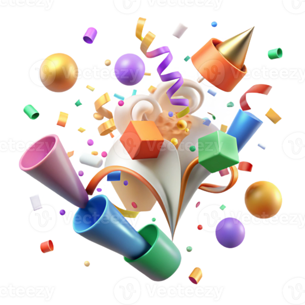 magnificent vintage Colorful Confetti and Streamers Explosion Transparent for Celebrations authentic png