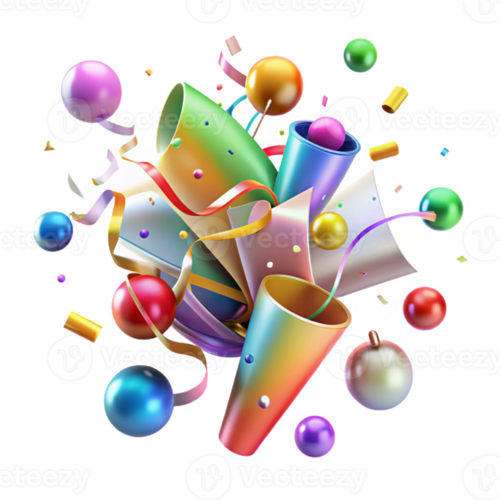 elegant artistic Colorful Confetti and Streamers Explosion Transparent for Celebrations high resolution png