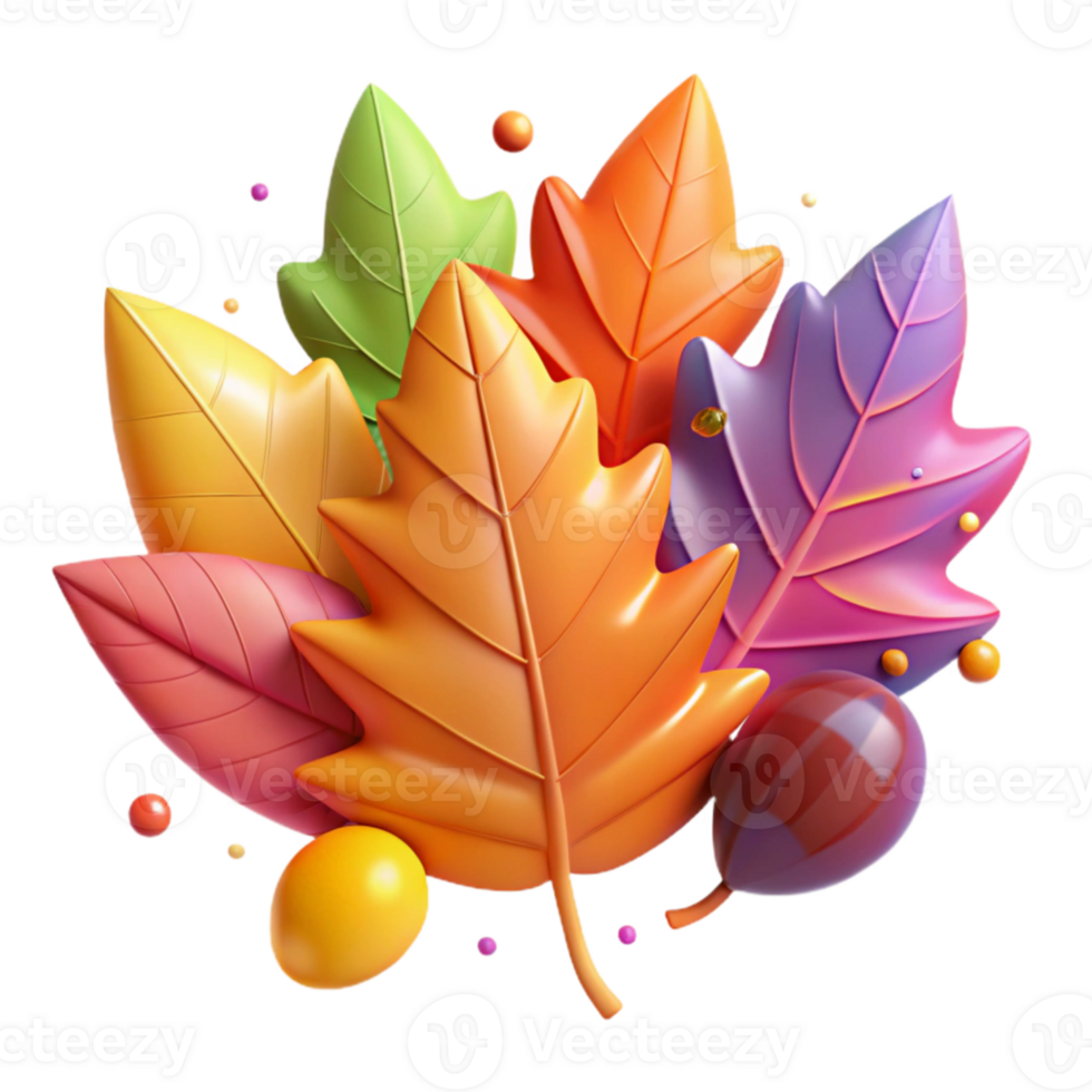 serene rustic Colorful Fall Leaves Isolated for Seasonal Graphics detailed png