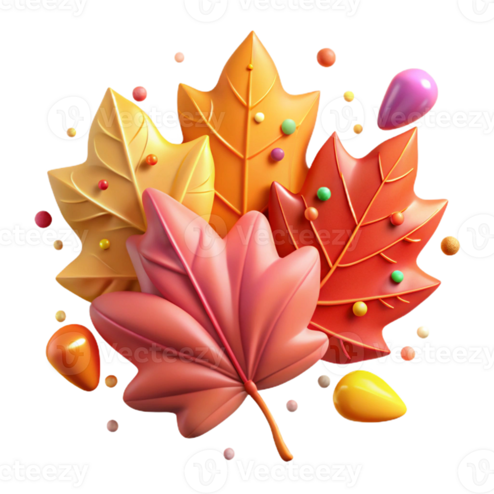 serene creative Colorful Fall Leaves Isolated for Seasonal Graphics original png