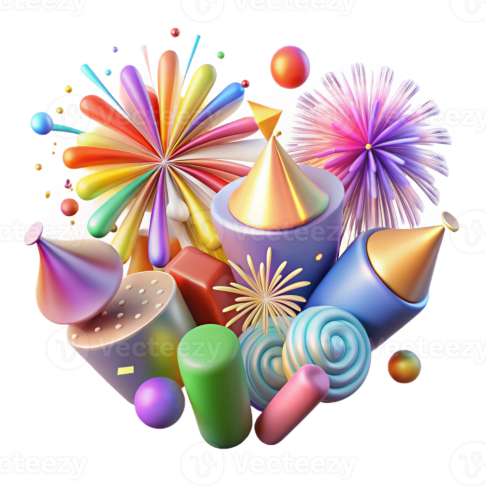 beautiful abstract Colorful Fireworks Birthday Celebration Transparent authentic png