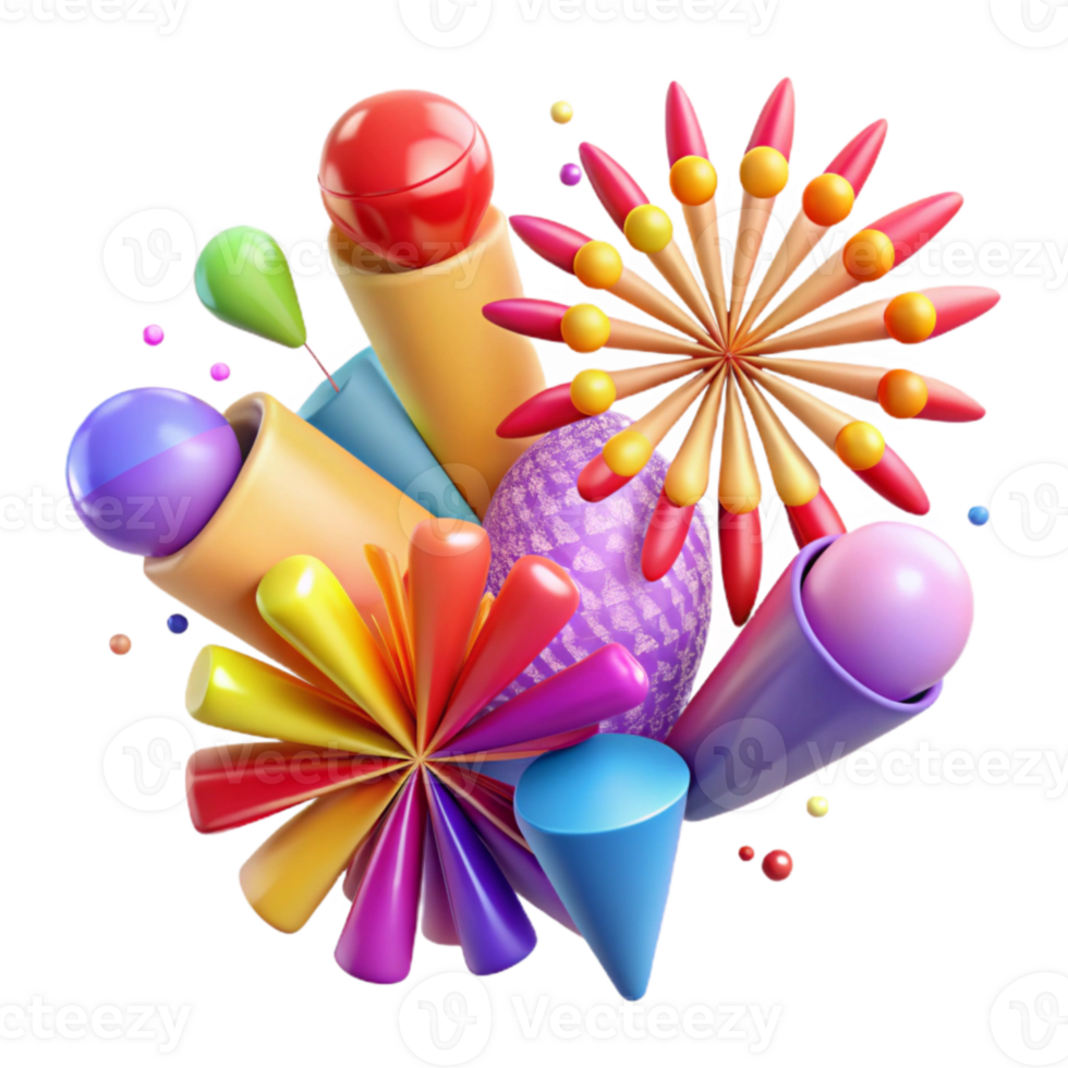 elegant traditional Colorful Fireworks Display Cutout for Holiday Projects png