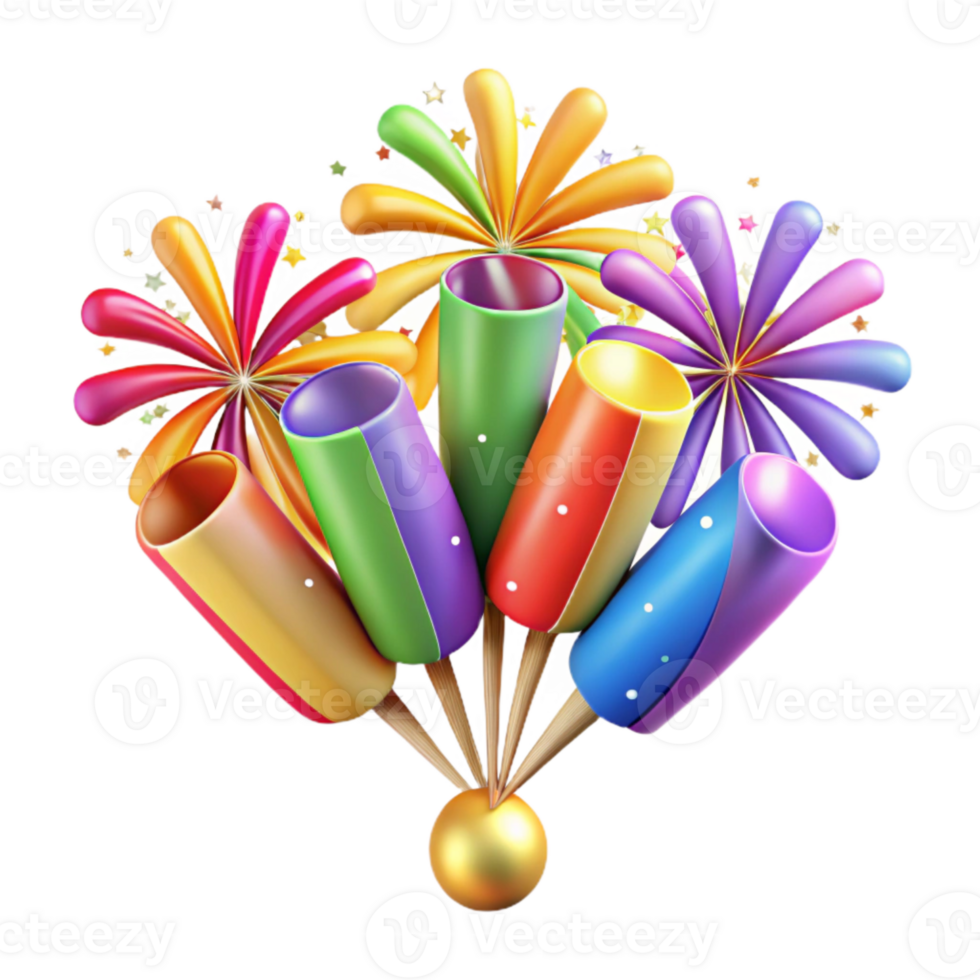 impressive artistic Colorful Fireworks Isolated for Celebration Graphics exclusive png
