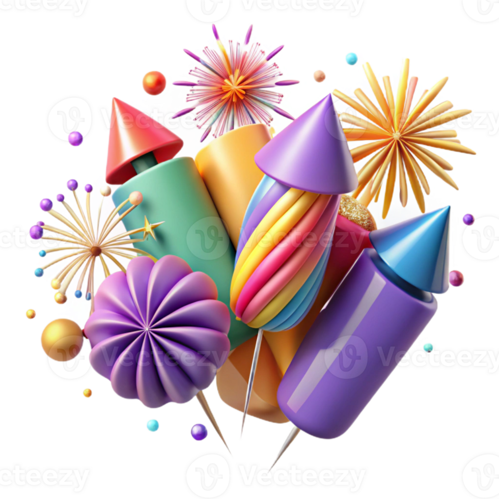 extraordinary classic Colorful Fireworks Isolated for Celebration Graphics detailed png