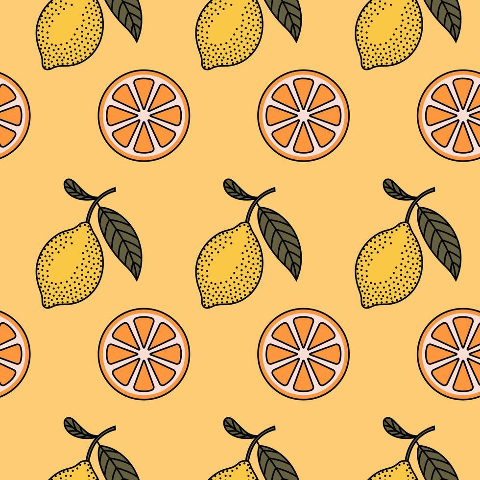 Lemon Pattern on Yellow Background vector