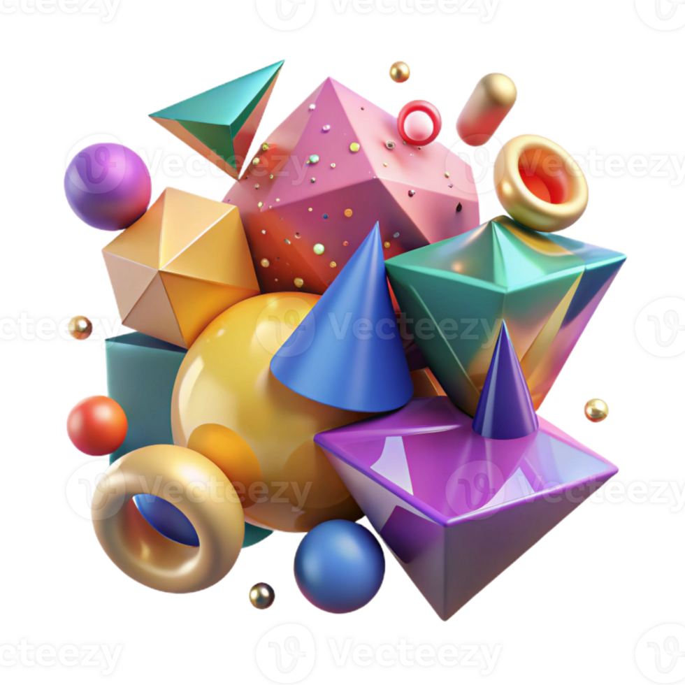 stunning artistic Colorful Geometric Shapes Isolated for Digital Art authentic png
