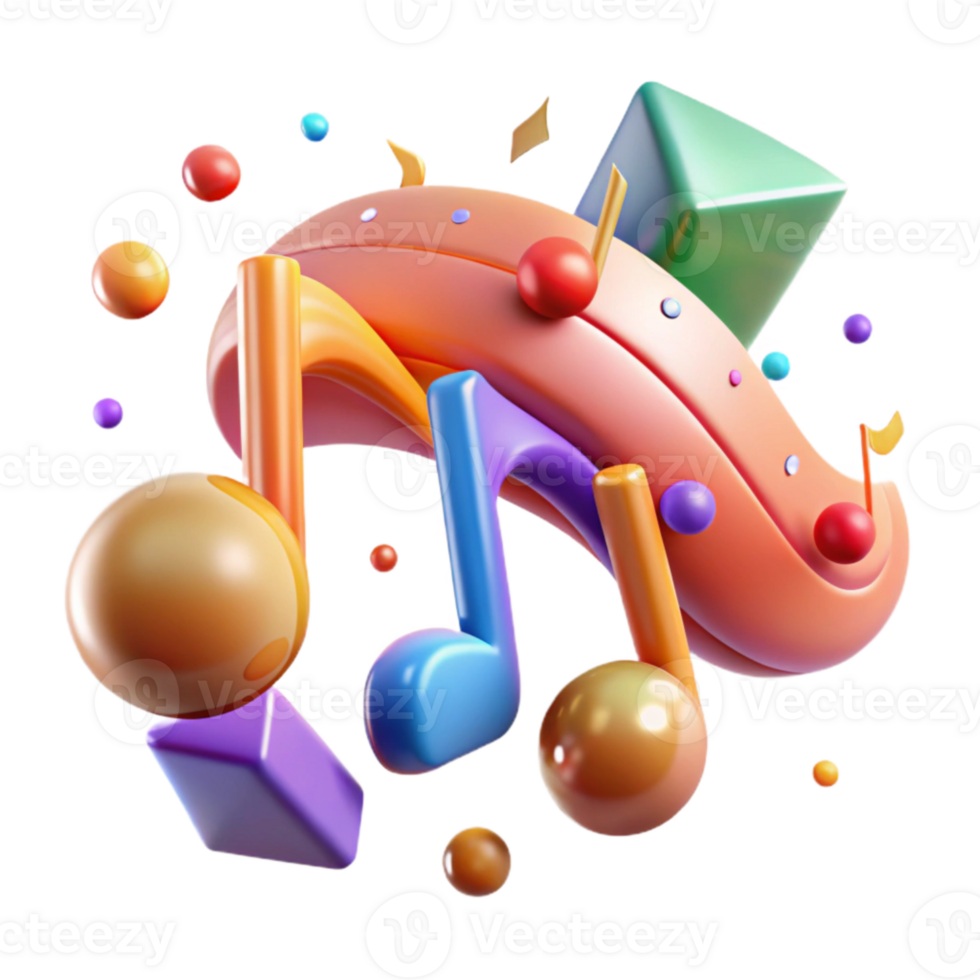 vibrant vintage Colorful Music Notes Isolated for Music Festivals png