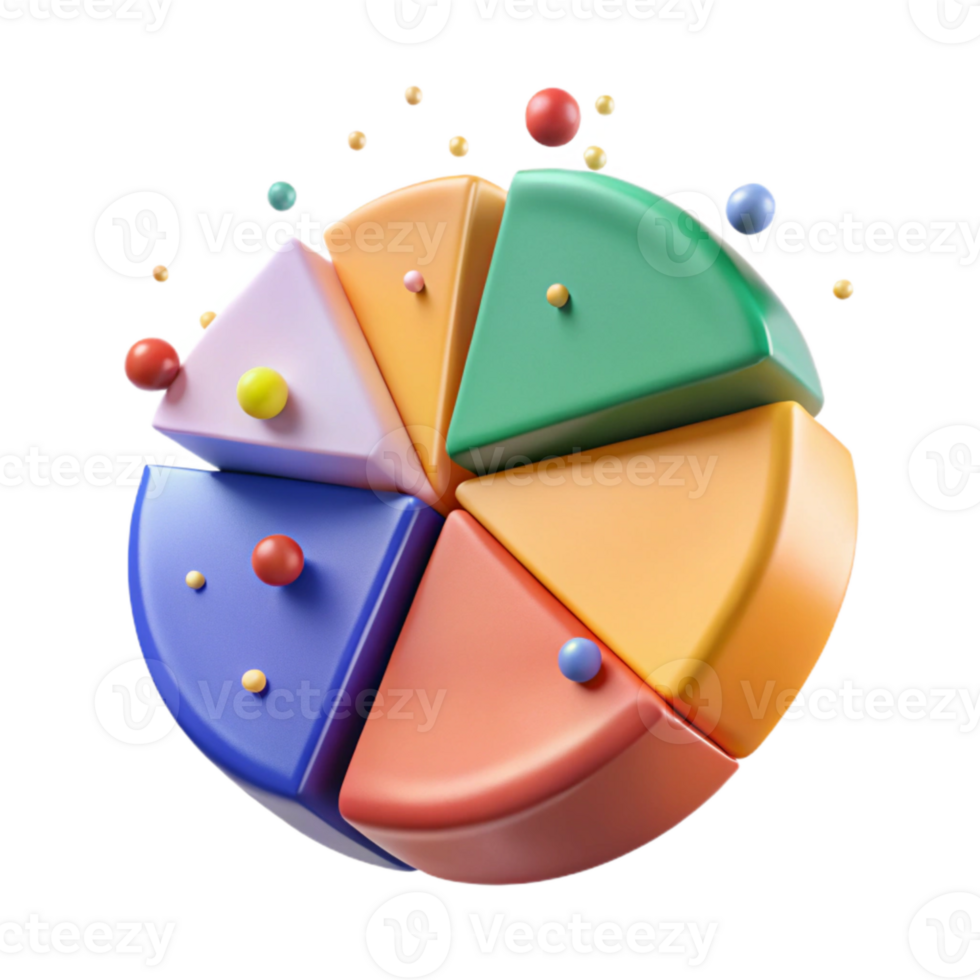 stunning contemporary Colorful Pie Chart with Shadows Isolated for Reports original png