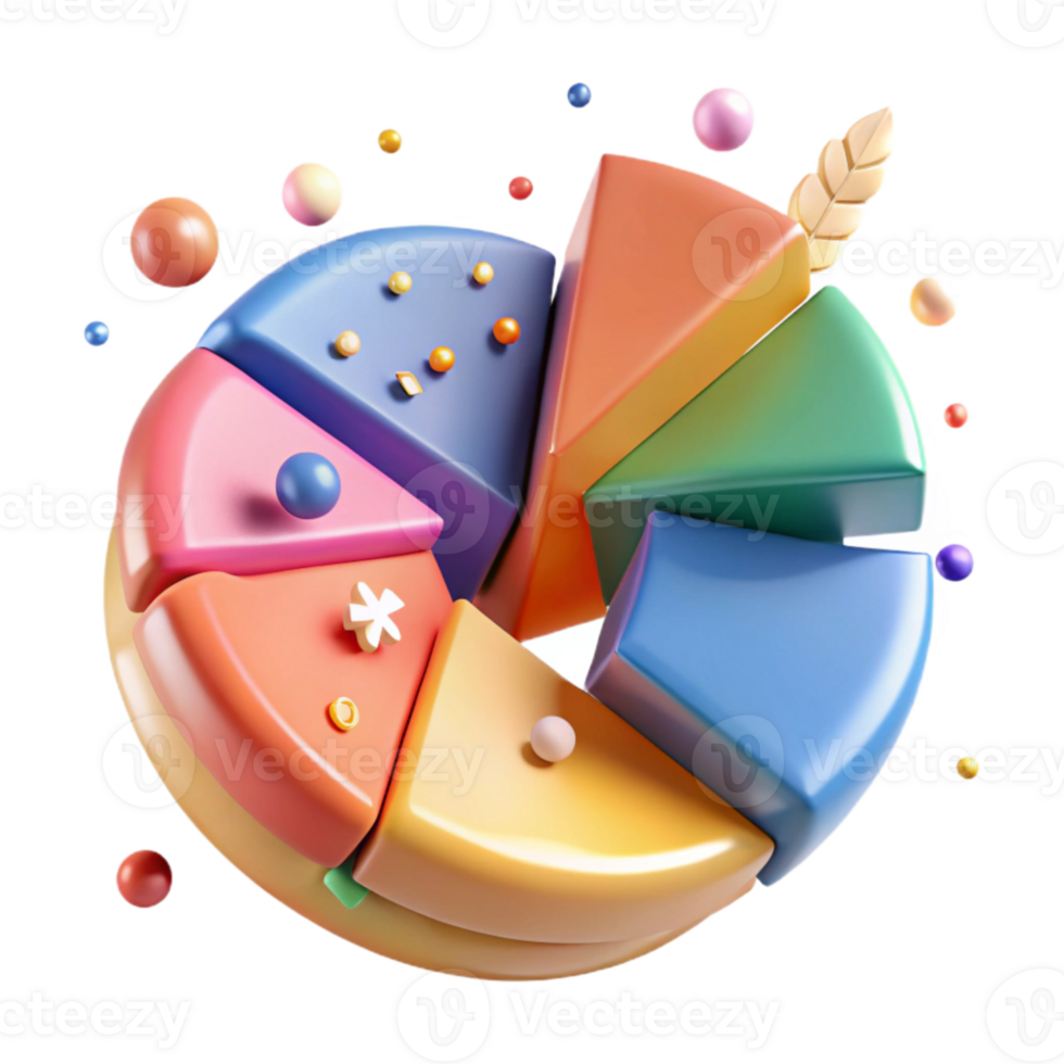 magnificent artistic Colorful Pie Chart Segments Transparent for Web Design premium png