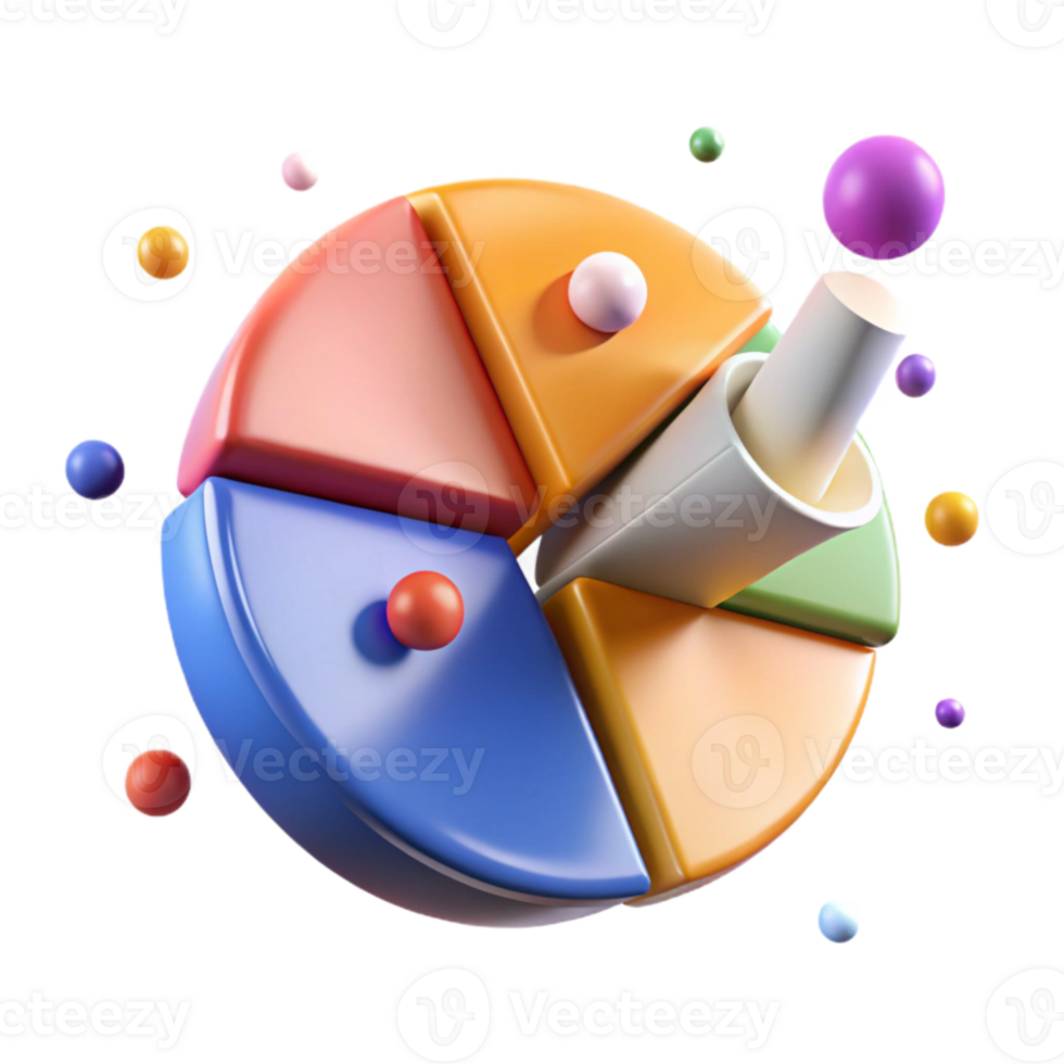 magnificent rustic Colorful Pie Chart with Shadows Isolated for Reports exclusive png